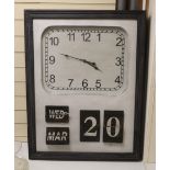 A modern industrial style wall clock / calendar, 90cm high