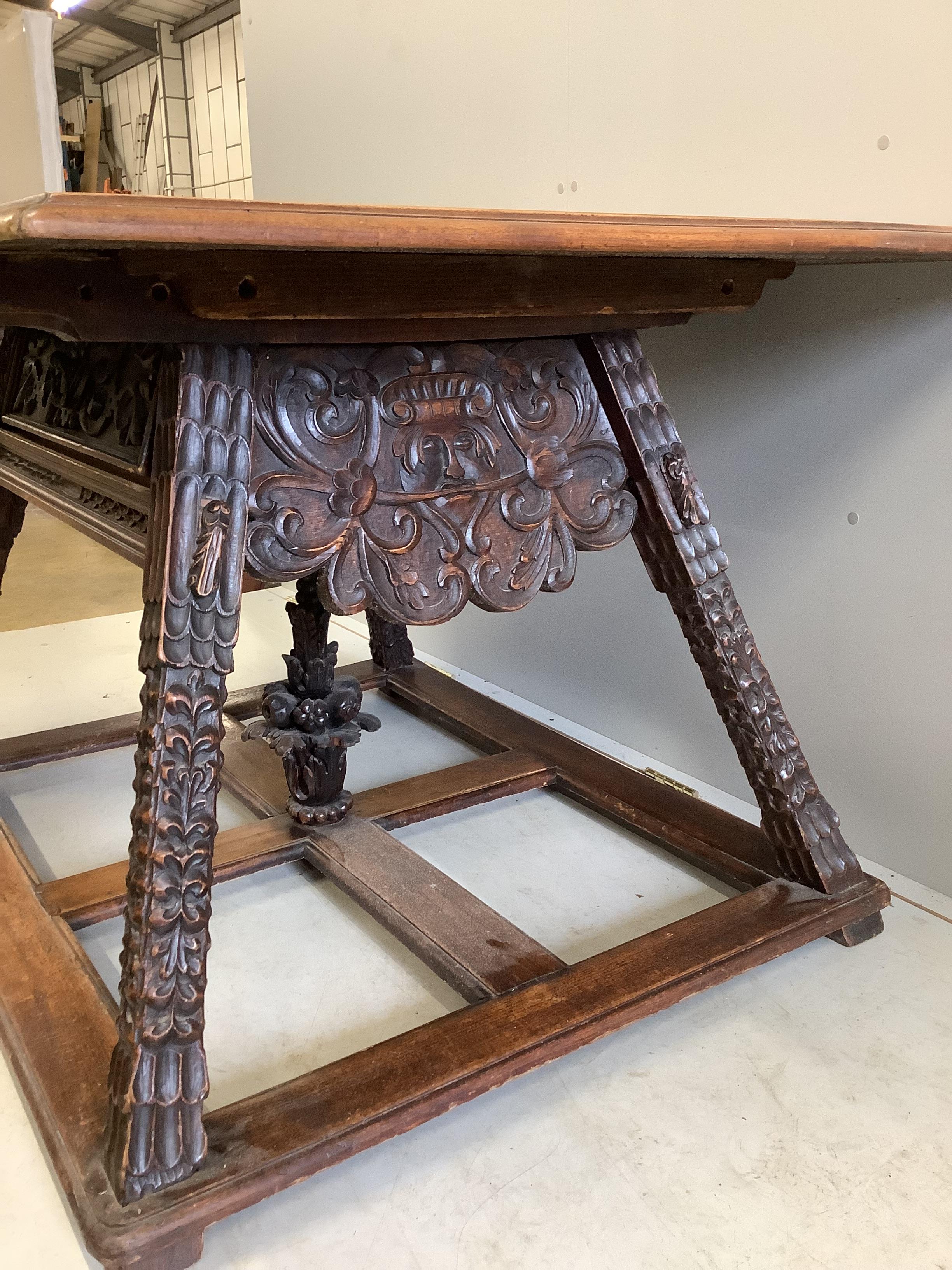 An Italian marquetry inlaid rectangular walnut slate top centre table, width 123cm, depth 104cm, - Image 3 of 3