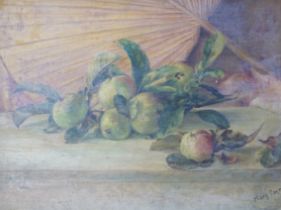 Mary Payne (20th. C) oil on canvas, Still life of apples, signed, 24 x 32cm