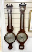 Two late Georgian mahogany and rosewood wheel barometers, larger height 100cm