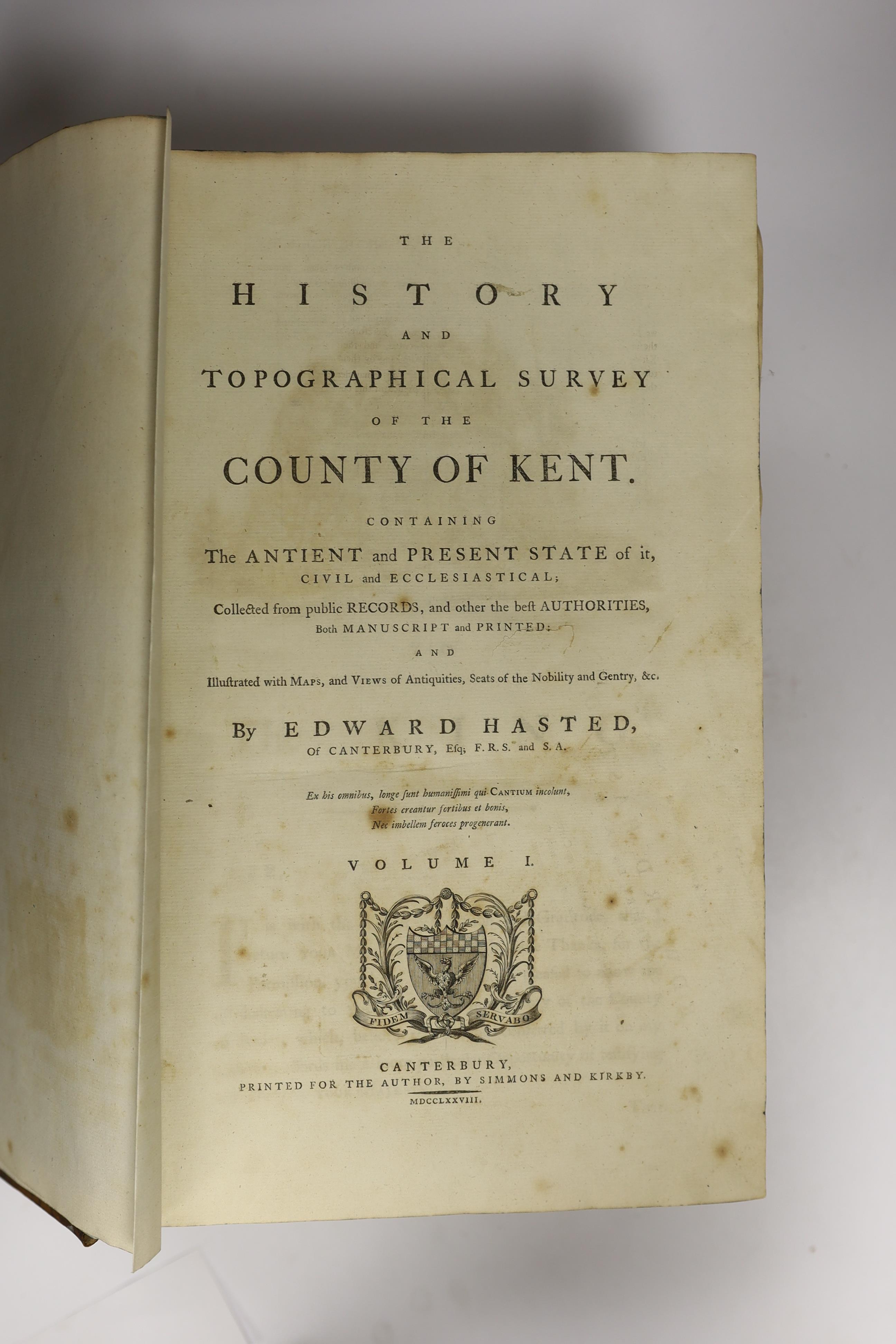 ° ° Hasted, Edward - A History and Topographical Survey of the County of Kent...first edition. vols. - Image 3 of 3