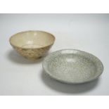 A Chinese crackle glazed bowl together with a South East Asian bowl, largest 18cm