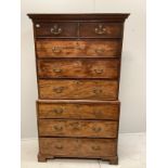 A George III mahogany chest on chest, width 108cm, depth 52cm, height 186cm