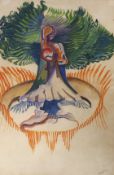 Martin Jonzen (20th.C), watercolour, 'World Tree of Rome Mythology', signed with artist label verso,