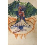 Martin Jonzen (20th.C), watercolour, 'World Tree of Rome Mythology', signed with artist label verso,