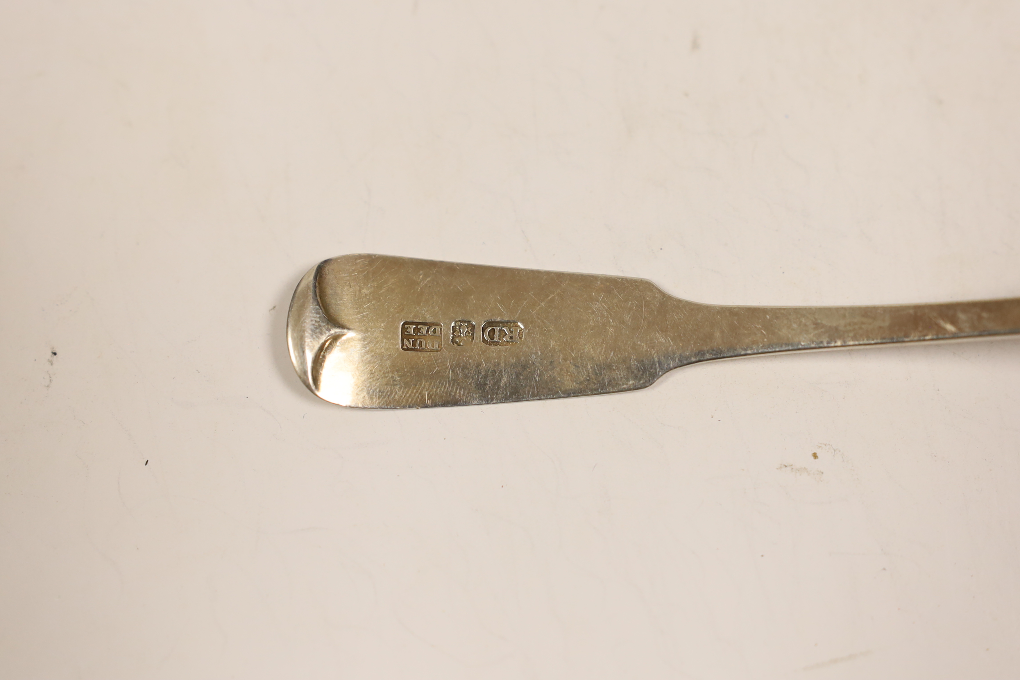 An early 19th century Scottish Provincial silver fiddle pattern sifter ladle, Robert Donaldson, - Image 3 of 3