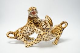 An Italian porcelain ‘leopard’ figure group by Favaro Checchetto, 34cm