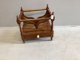 A 19th century Continental walnut four division Canterbury, width 58cm, depth 50cm, height 58cm