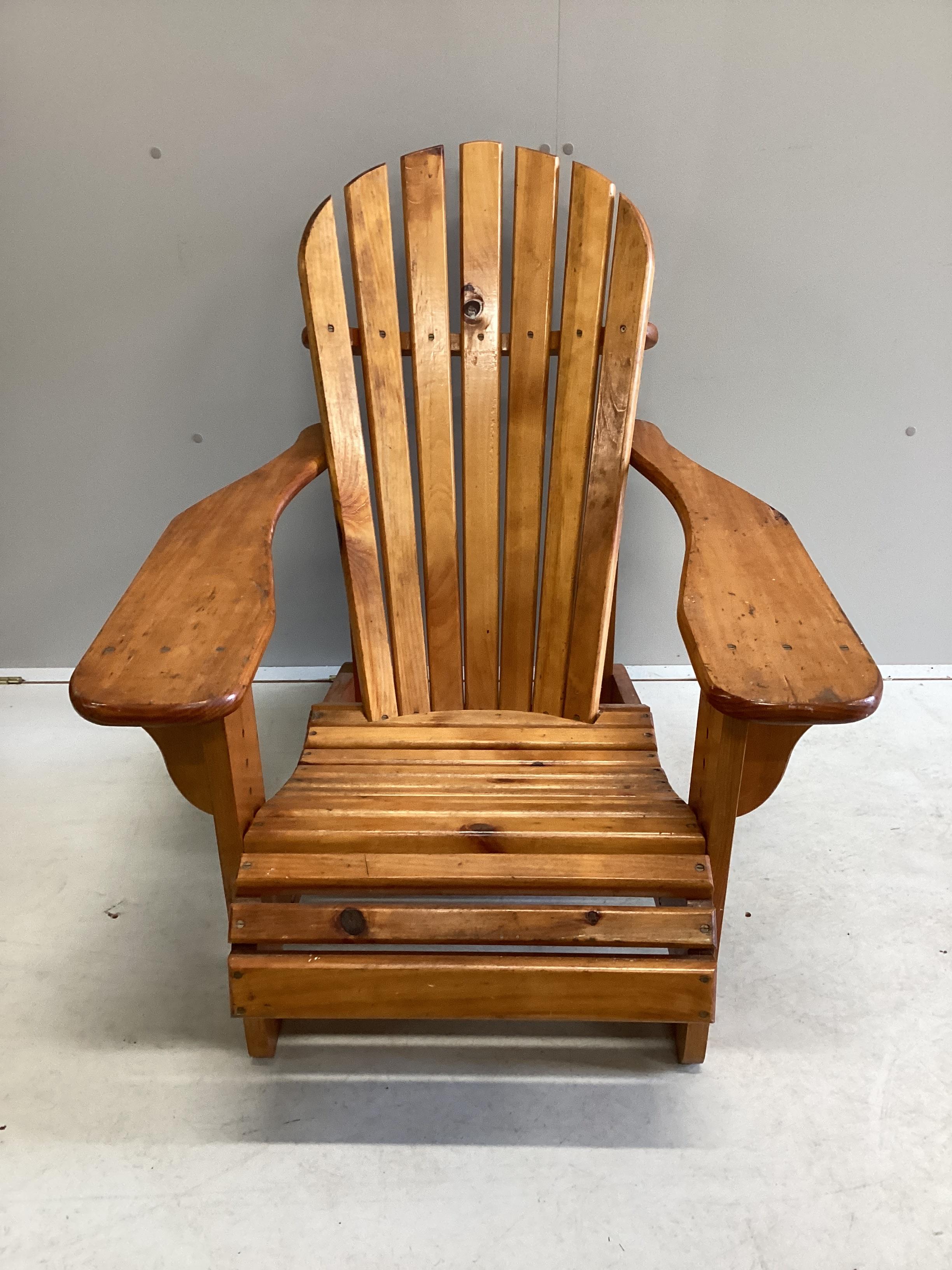 A stained pine Adirondack garden chair, width 78cm, depth 98cm, height 90cm - Image 2 of 2