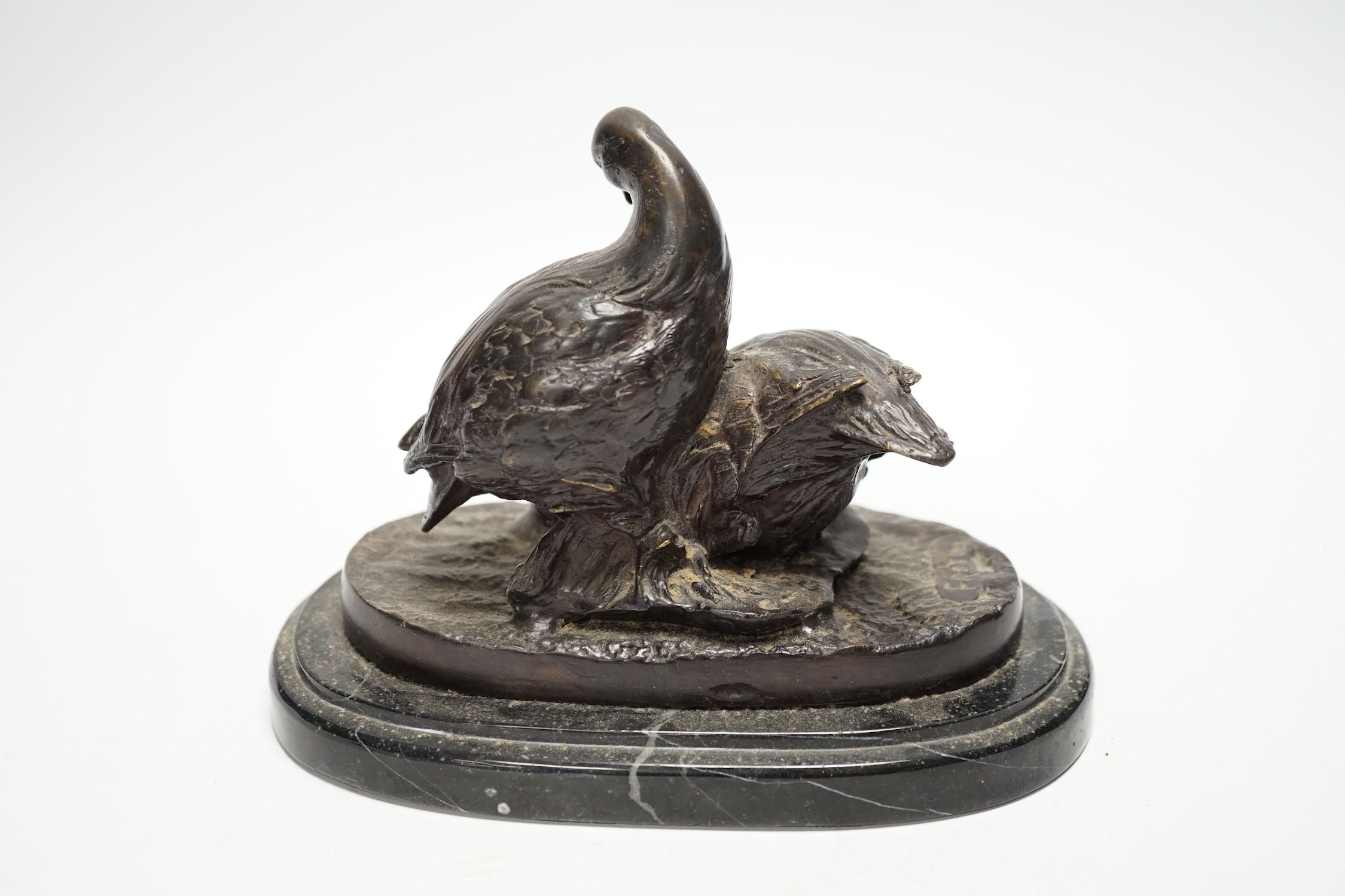 After Christopher Fratin (1801-1864) a bronze figure group of partridges, on marble base, 19cm wide - Image 3 of 6