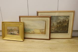 Three 19th century and later watercolours including Wilfrid Ball, near Minehead, signed and dated '