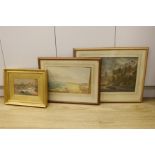 Three 19th century and later watercolours including Wilfrid Ball, near Minehead, signed and dated '