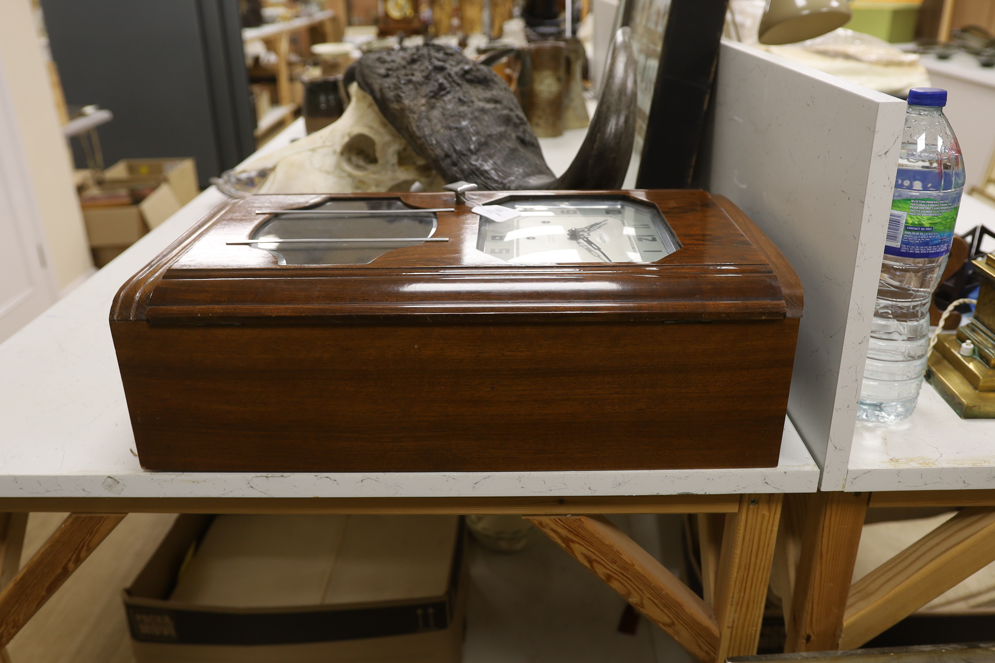 An Art Deco Westminster chiming walnut wall clock - Image 2 of 2