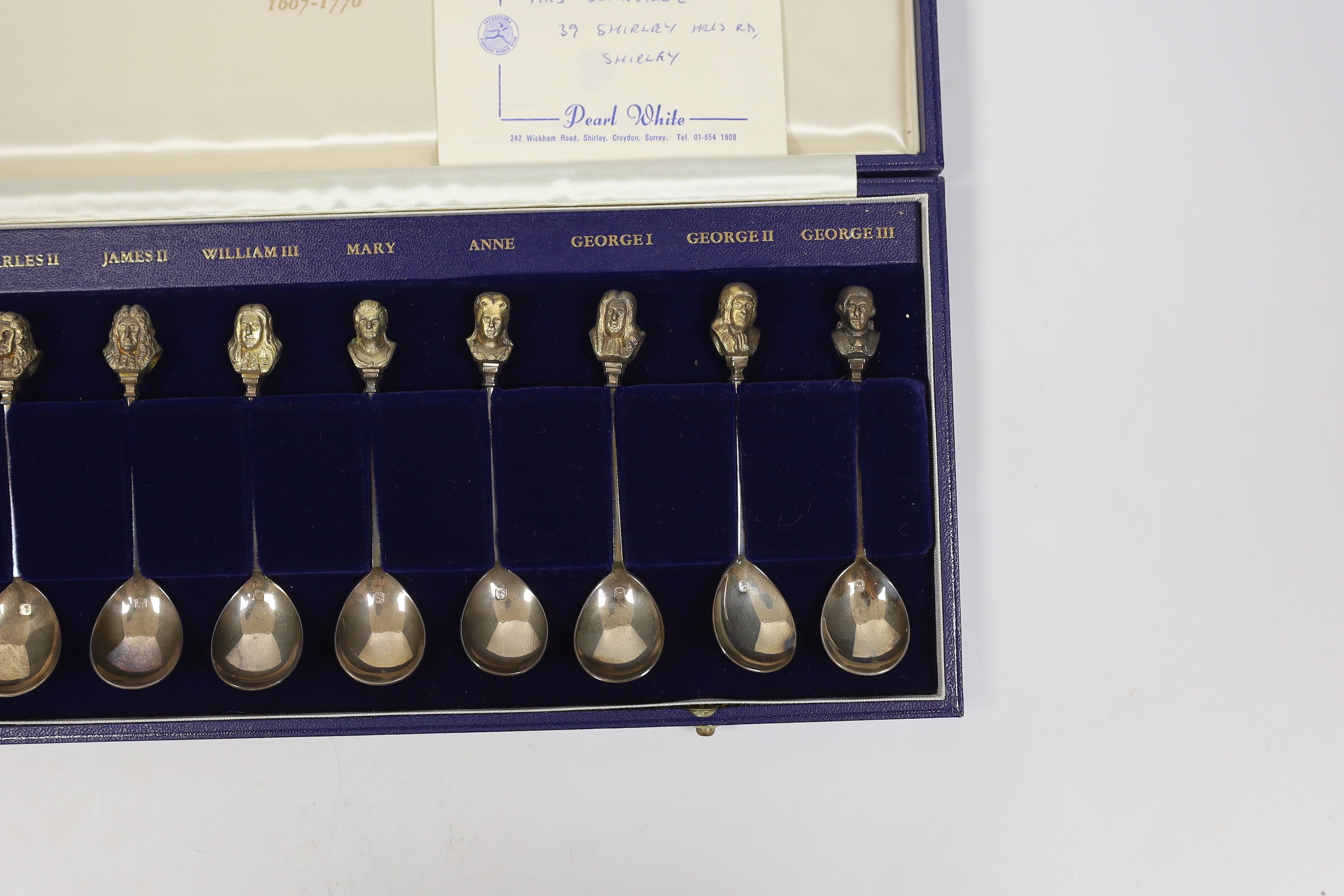 A limited edition cased set of 'American Royal Family 1607-1776', parcel gilt silver spoons, - Image 3 of 3