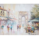 J Burnett (20th. C) pair of impressionist oils on canvas, Parisian street scenes, each signed, 19