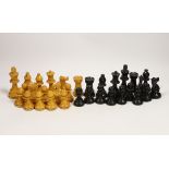 A boxed Staunton pattern wooden chess set, king 10.2cm high
