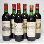 Three bottles of Chateau Dauzac Margaux 1972 and three other bottles Chateau Du Glana Saint Julien