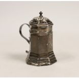 A Queen Anne silver octagonal kitchen dredger, Glover Johnson, London, 1713, 83mm(a.f.)