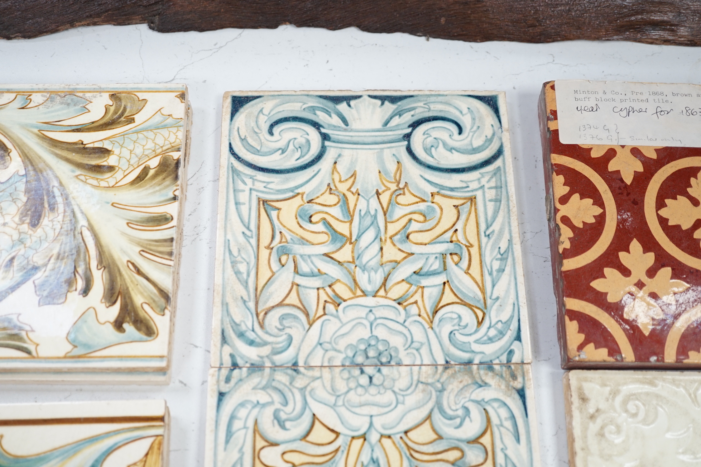 A quantity of various 19th century and later tiles including Mintons, William Brownfield etc, - Image 3 of 6