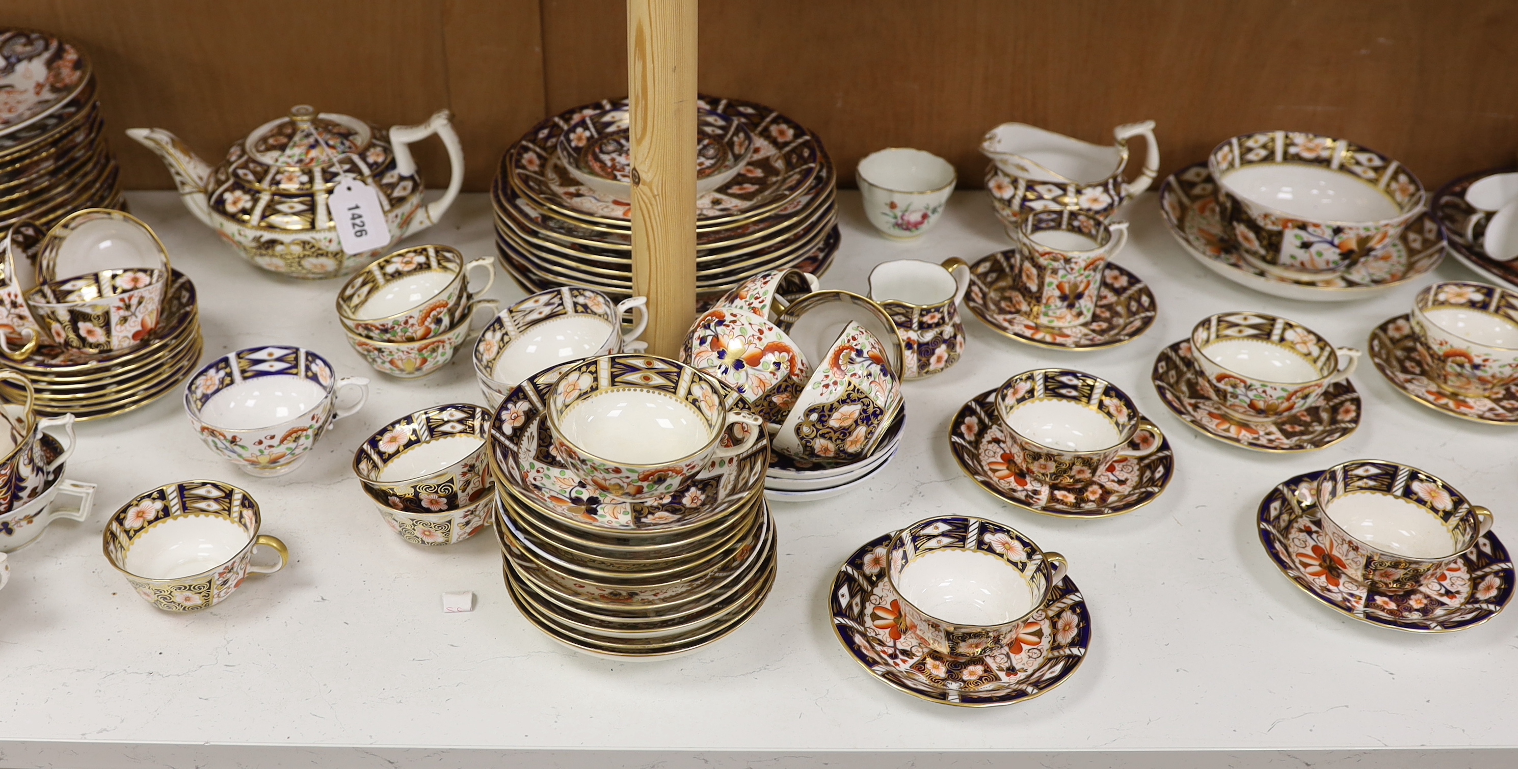 A Collection of Bloor period to Royal Crown Derby Imari pattern dinner and tea ware including dinner - Image 2 of 3