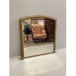 A Victorian giltwood and composition overmantel mirror, width 104cm, height 101cm