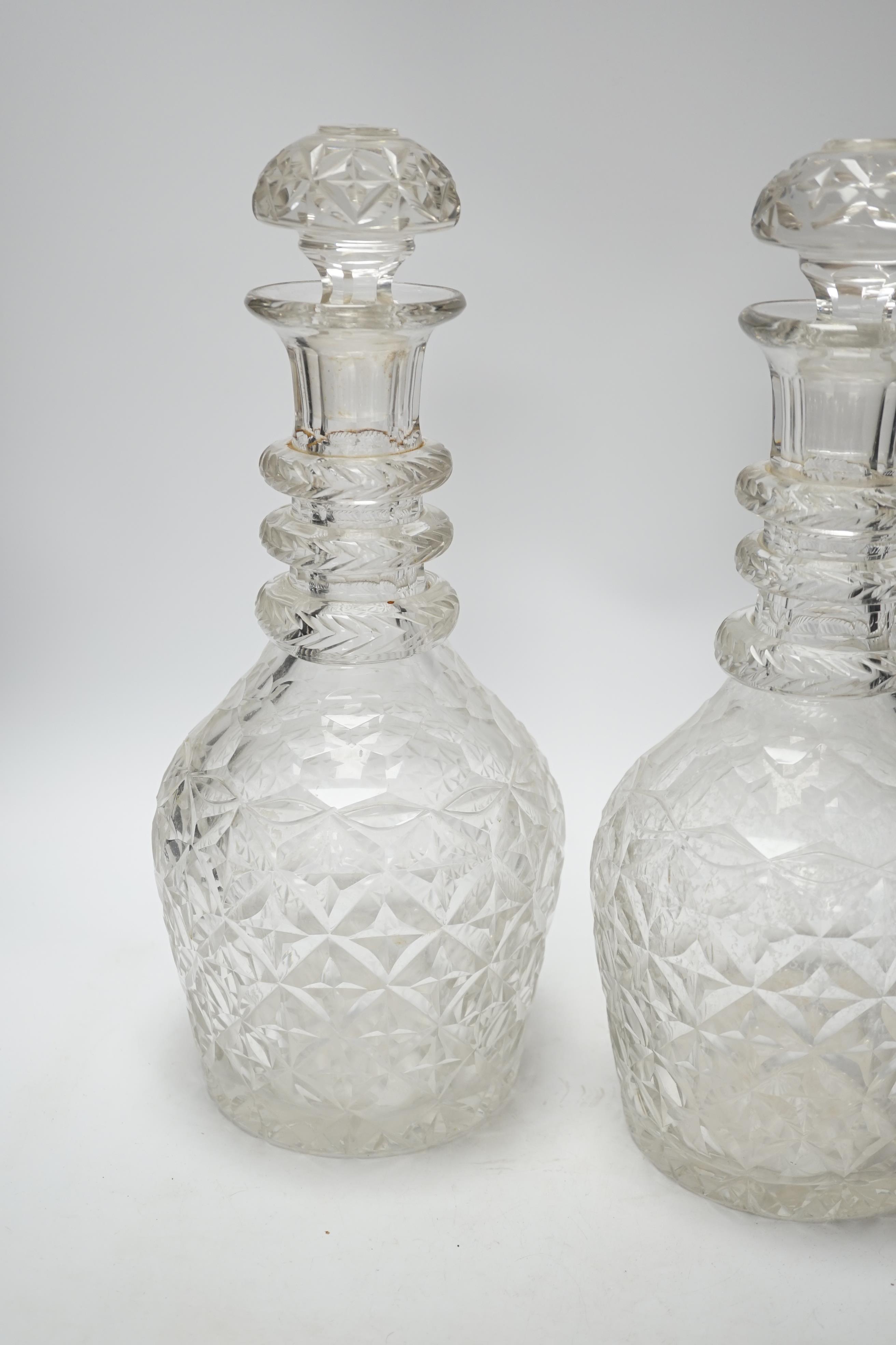 A pair of large Regency style cut glass magnum decanters and stoppers, 39cm high - Image 7 of 8