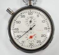A base metal cased Breitling stop watch, case diameter 54mm.
