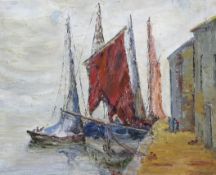 Vera Day, oil on canvas, Fishing boats in harbour, signed and dated '70, 40 x 50cm