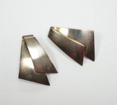 A pair of Georg Jensen sterling ear clips, design no. 201, 38mm, with Georg Jensen box.