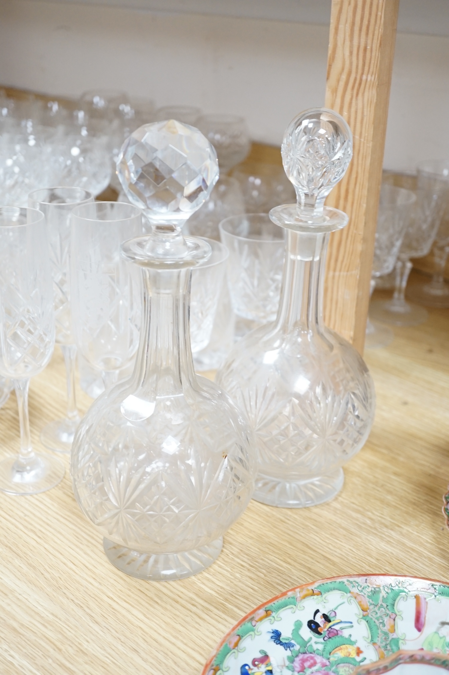 Various suites of star cut Thomas Webb drinking glasses, together with three decanters, pair of - Image 3 of 6