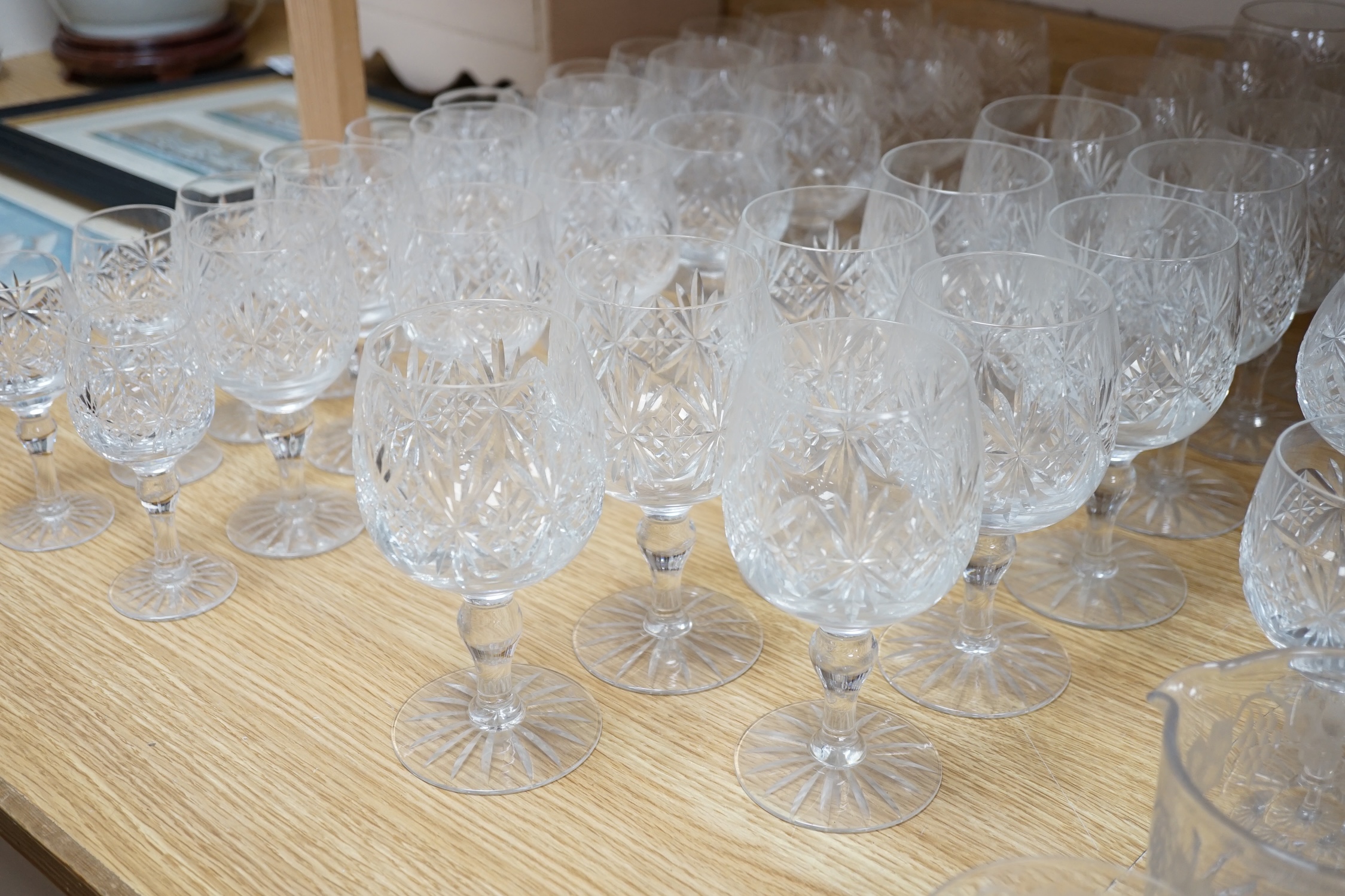 Various suites of star cut Thomas Webb drinking glasses, together with three decanters, pair of - Image 5 of 6