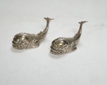 A pair of 20th century Italian Missiaglia 800 standard white metal novelty pepperettes, modelled