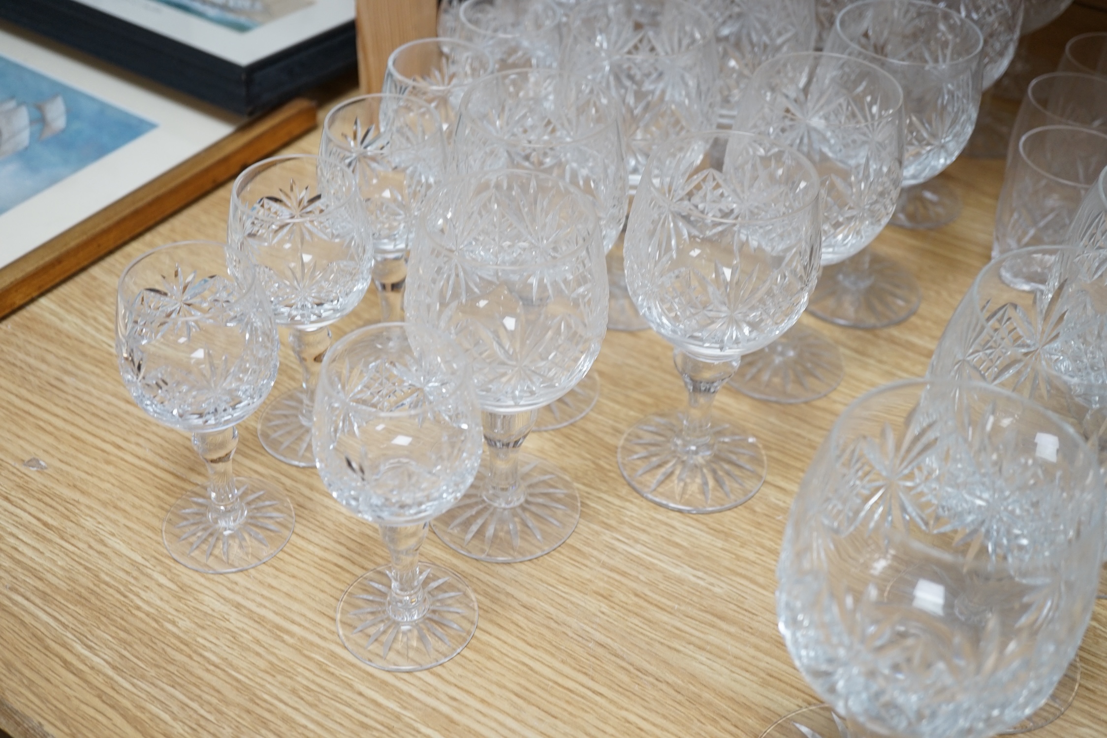 Various suites of star cut Thomas Webb drinking glasses, together with three decanters, pair of - Image 6 of 6