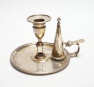 A George III silver chamberstick, John Mewburn, London, 1801, with extinguisher(marks rubbed),