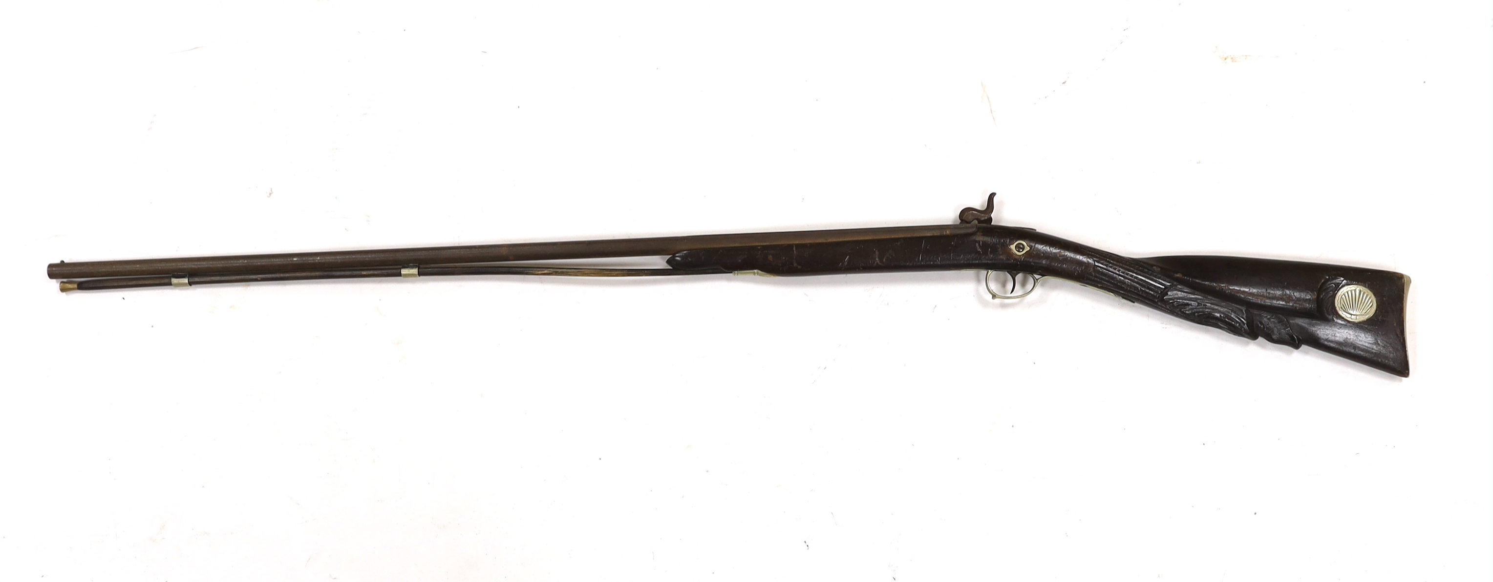 A Belgian back action percussion sporting gun made for the South American market c.1900, with - Image 5 of 7