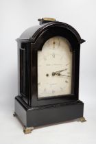 Walter Mitchelson, London, a bracket clock with later ebonised case, 47cm