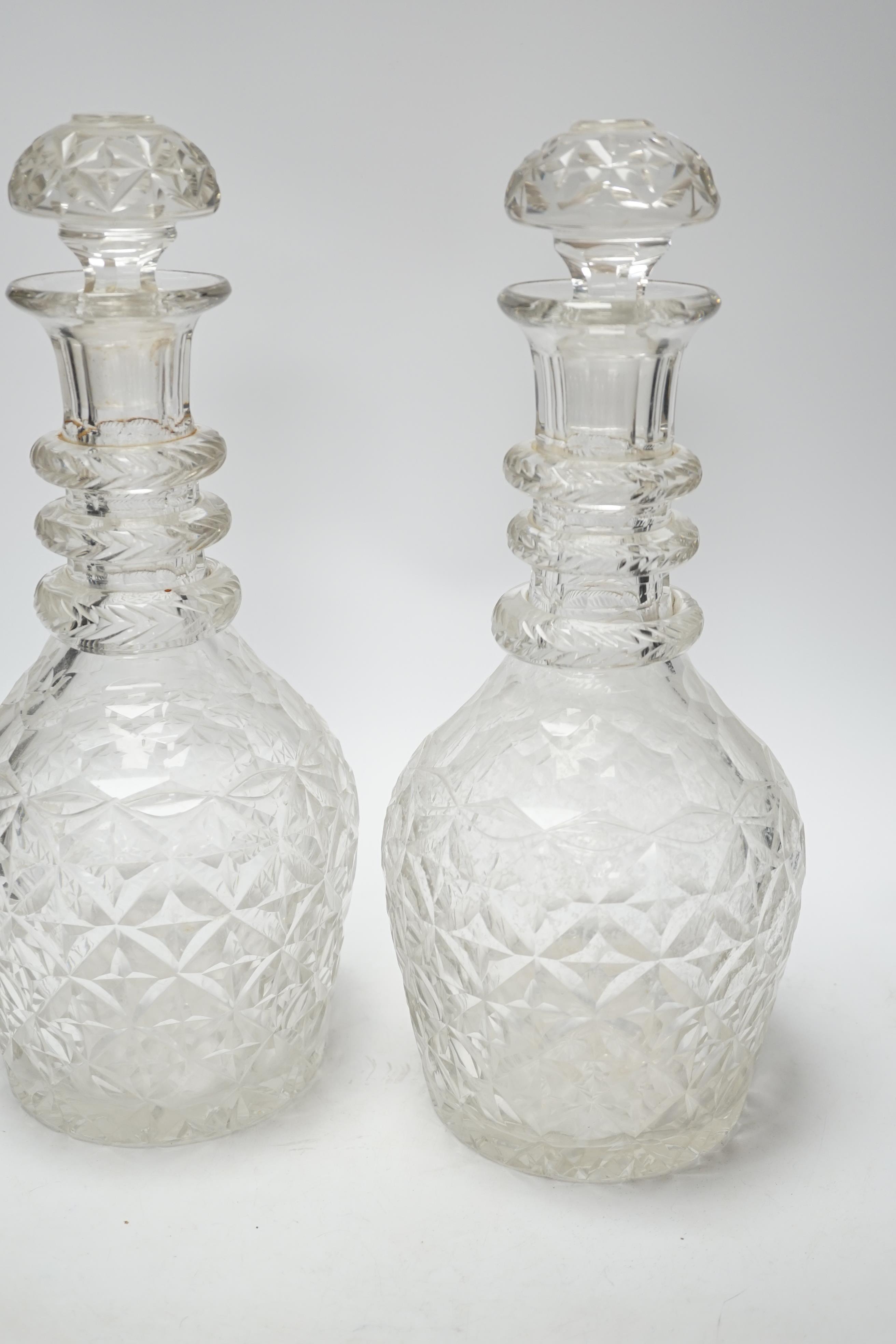 A pair of large Regency style cut glass magnum decanters and stoppers, 39cm high - Image 2 of 8