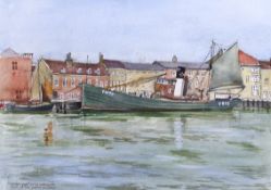 Arthur Barkway (act. 1964-1970), watercolour The Great Yarmouth steam drifter Lydia Eva YH89, the