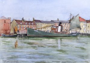 Arthur Barkway (act. 1964-1970), watercolour The Great Yarmouth steam drifter Lydia Eva YH89, the