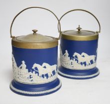 Two Adams jasperware biscuit barrels, 16.5cm