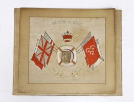 Two First World War souvenir embroideries mounted on boards, one relating to Egypt and another in