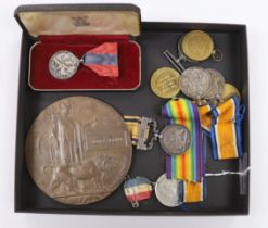 Nine military medals including a Queen’s South Africa medal, 1879, to Cdrpl. John Leslie 3rd