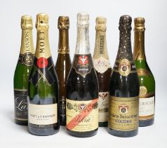 Seven bottles of Champagne and other sparkling wine including Moët & Chandon