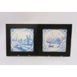 Two framed prints of 18th century Delft blue and white tiles