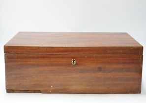 A Georgian writing slope with brass lock plate, 46cm