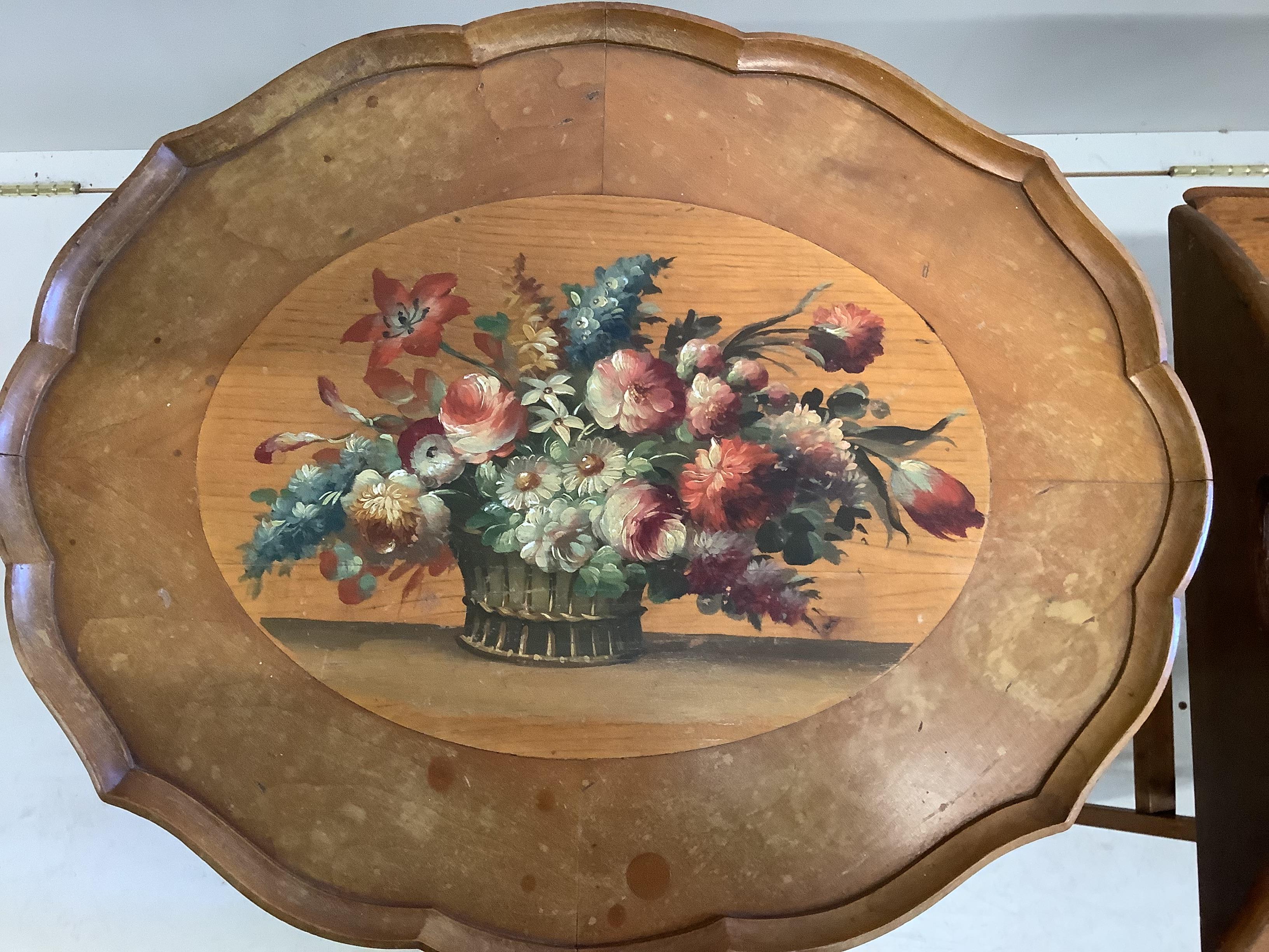 A Victorian style mahogany butler's tray on stand, width 64cm, depth 48cm, height 71cm together with - Image 2 of 2