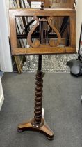 A Victorian rosewood telescopic duet music stand, width 44cm