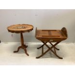 A Victorian style mahogany butler's tray on stand, width 64cm, depth 48cm, height 71cm together with