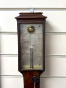 A George III mahogany stick barometer, by T. Amadio, height 94cm
