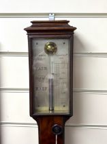 A George III mahogany stick barometer, by T. Amadio, height 94cm